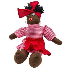 Primitive Black African rag doll handmade folk art shelf sitter home decor